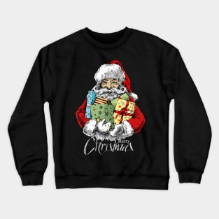 Santa Claus Merry Christmas Holding Gift Sketchy Crewneck Sweatshirt